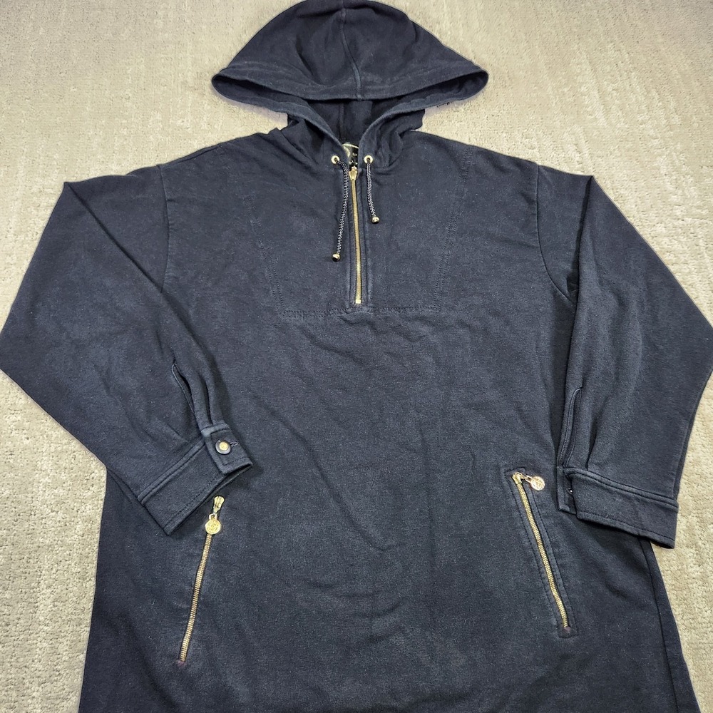 St John Sport Jacket Womens P Hooded Pullover 1/2 Zip Cotton Stretch USA Made